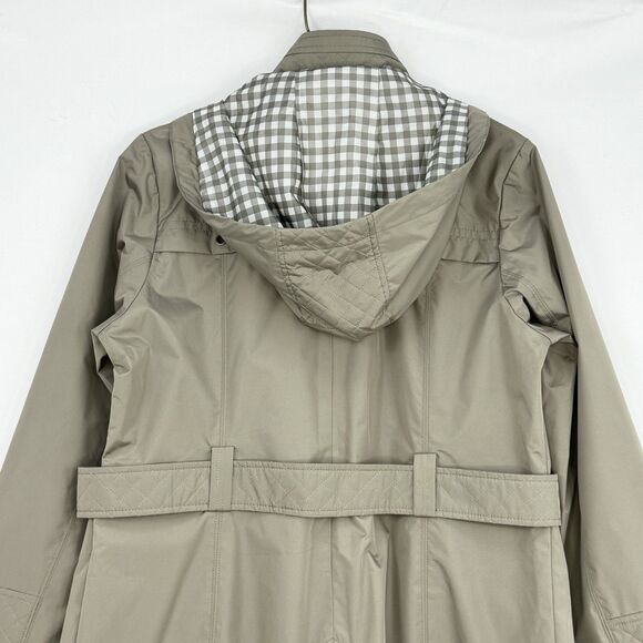 Liz Claiborne NY Green Lined Rain Windbreaker Coat Hooded Coat Womens Size M - Picture 7 of 16